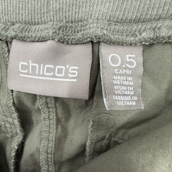 Chicos 0.5 size Small Fitigues Christa Straight Leg Capri Crop Pants Olive Green - Picture 8 of 9